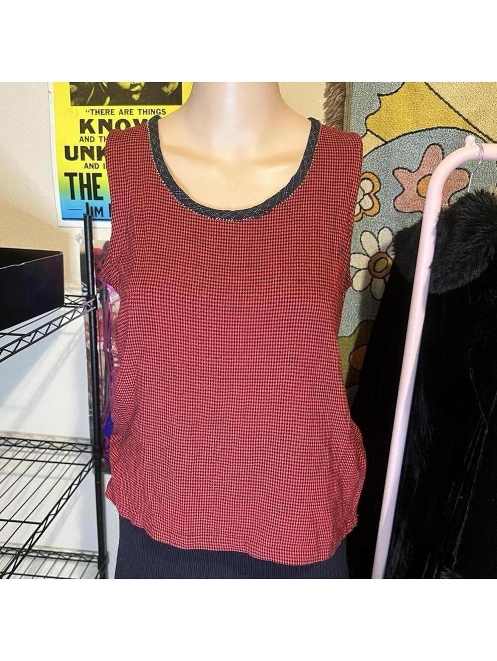 Vintage Faith Red Plaid Tank Top